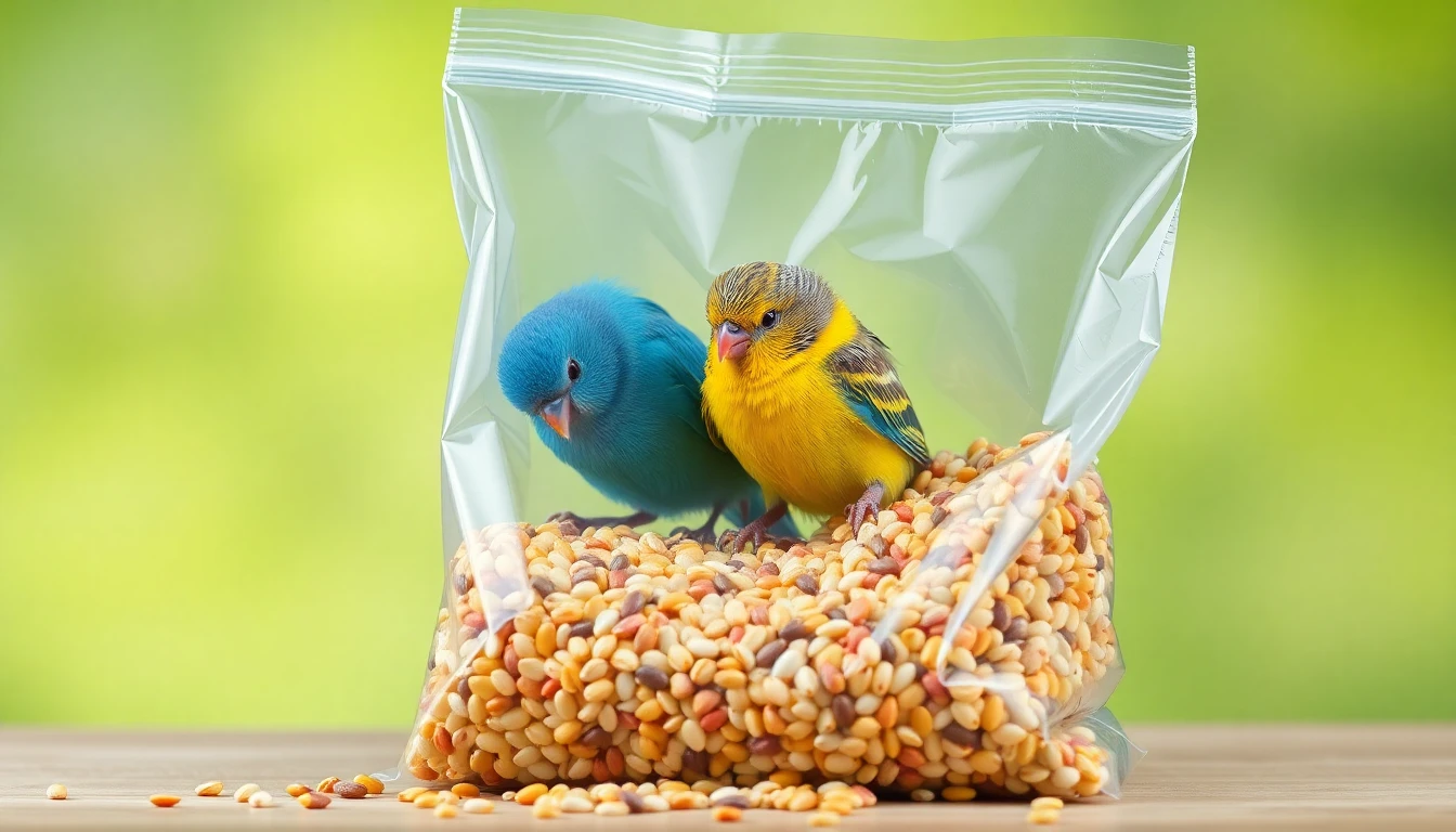 Ração para pássaros e sementes variadas